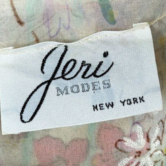 Jeri Modes Vintage 70s Sheer Chiffon Floral Midi Dress Womens M‎ Pink Tie Waist - Picture 4 of 12
